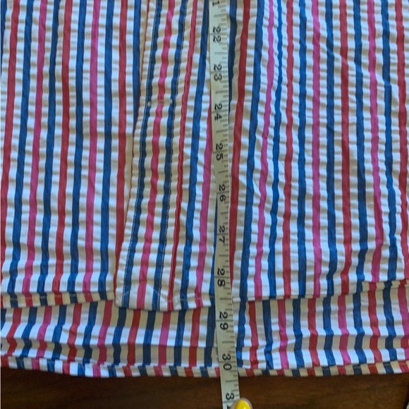 Lands’ End red white and blue seersucker short sleeve button down shirt XL - Picture 5 of 10